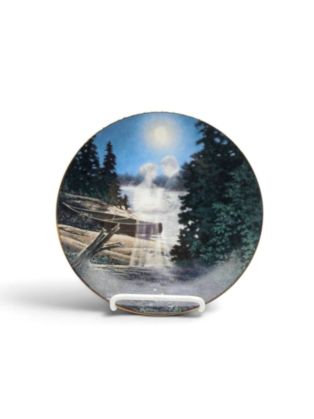 James Lumbers Moonlight Embrace Collector Plate 1996 Limited Edition Lake Scene